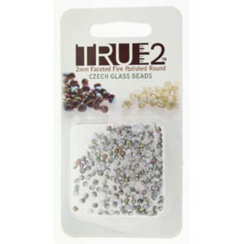 2mm Fire Polish Beads - Chalk White Vitrail 03000-28171 - 2gm Pack