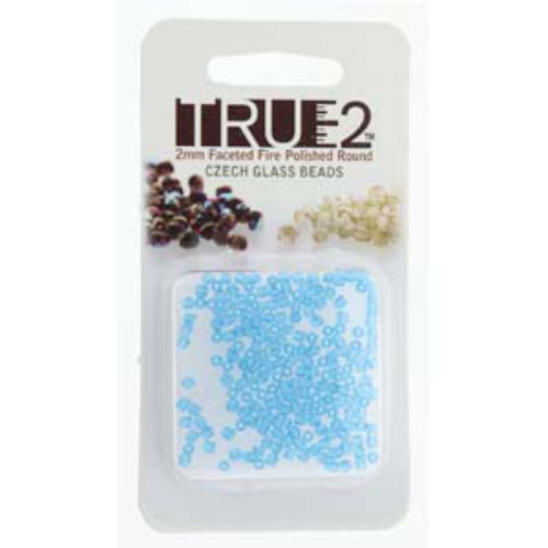 2mm Fire Polish Beads - Aqua 60020 - 2gm Pack