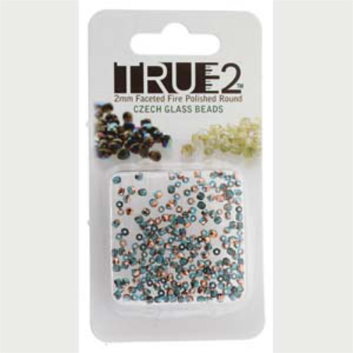 2mm Fire Polish Beads - Aqua Capri Gold 60020-27101 - 2gm Pack