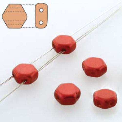 Honeycomb 6mm - HC0603000-01890 - Chalk Lava Red - 30 Bead Strand