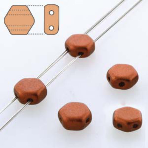 Honeycomb 6mm - HC0600030-01750 - Bronze Fire Red - 30 Bead Strand