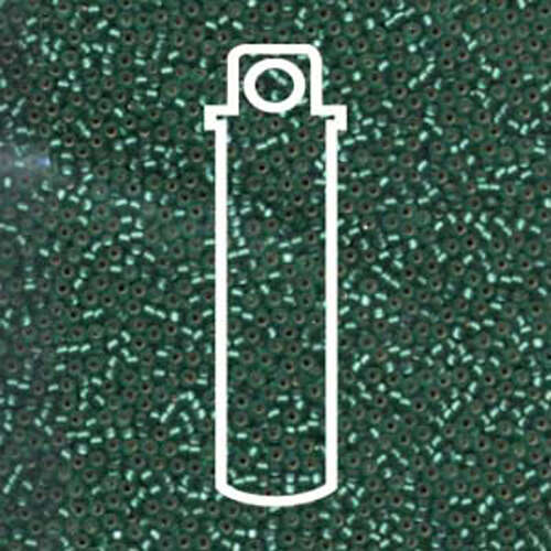 Miyuki 15/0 Rocaille Bead - 15-917F - Matte Silver Lined Emerald - 8.2gm Tube