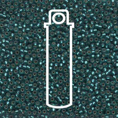 Miyuki 11/0 Rocaille Bead - 11-92425F - Matte Silver Lined Teal - 24gm Tube