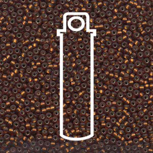 Miyuki 11/0 Rocaille Bead - 11-95F - Matte Silver Lined Dark Topaz - 24gm Tube