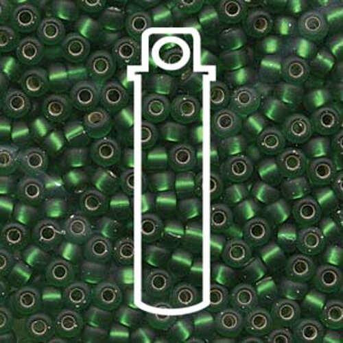 Miyuki 6/0 Rocaille Bead - 6-916F - Matte Silver Lined Green - 20gm Tube