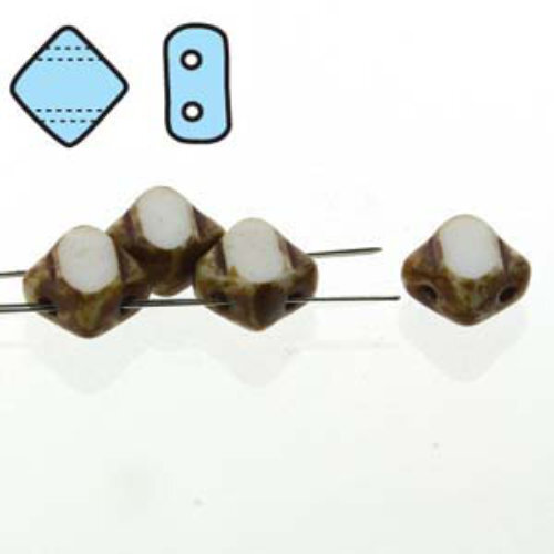 Silky 6mm Table Cut - Chalk Dark Travertine - SQ2C06-03000-86805 - 40 Bead Strand