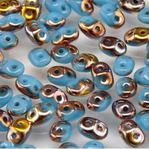 Mini Duo 2mm x 4mm - DU0463030-27101 - Turquoise Blue Capri Gold - 8gm Tube
