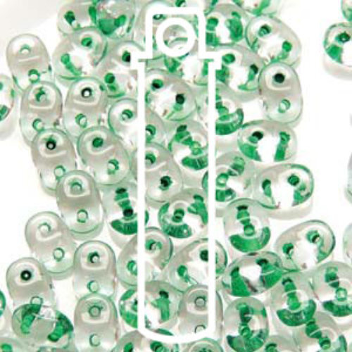 Mini Duo 2mm x 4mm - DU0400030-44856 - Crystal Green Lined - 8gm Tube