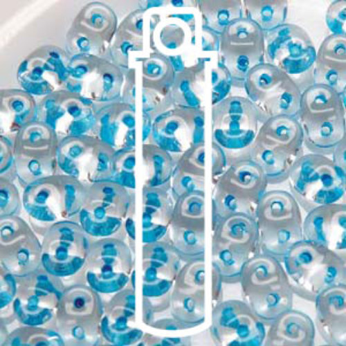 Mini Duo 2mm x 4mm - DU0400030-44863 - Crystal Aquamarine Lined - 8gm Tube