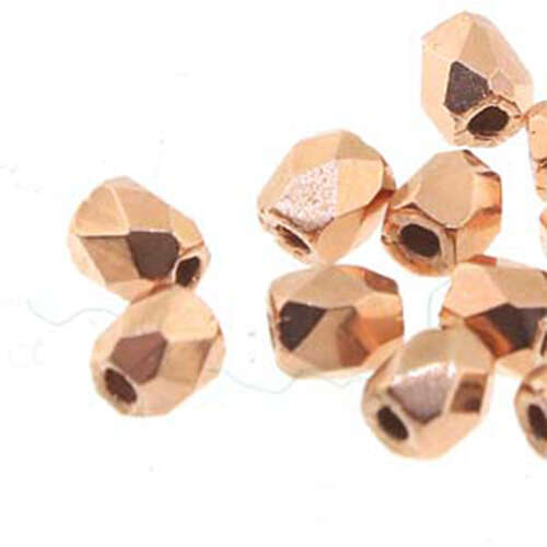 4mm Copper Plate Round Faceted Beads, 40 Bead Strand - 6-FPR0400030-CP