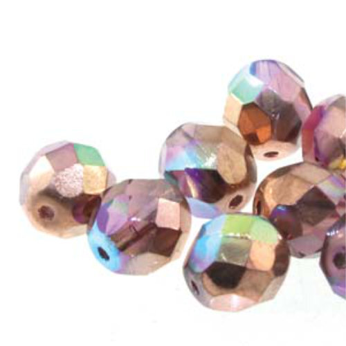 4mm Fire Polish Beads - Light Amethyst Copper Rainbow 20030-98533 - 40 Bead Strand