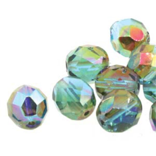 4mm Fire Polish Beads - Aqua Orange Rainbow 60020-98535 - 40 Bead Strand