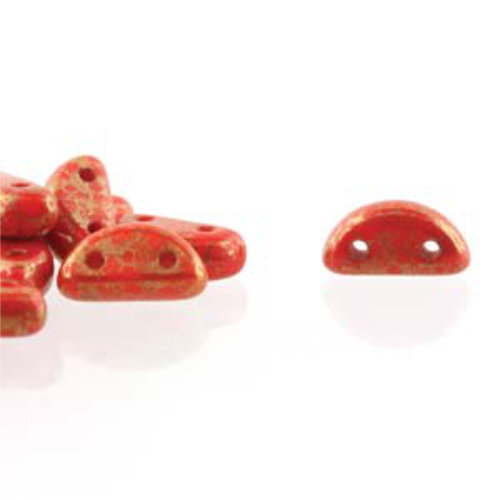 Half Moon 8mm x 4mm - Luminous Coral Red - HMN84-RD15495 - 50 Bead Strand