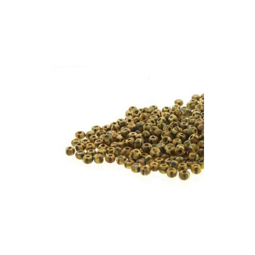 Preciosa 8/0 Rocaille Seed Beads - SB8-03930M-86800 - Aged White, Red & Blue Stripe Travertine - 100gm Bag