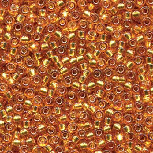 Miyuki 8/0 Rocaille Bead - 8-94261 - Duracoat Silver Lined Dyed Amber Gold - 125gm Bag