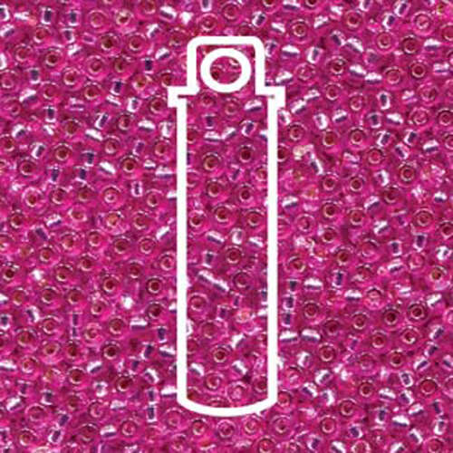 Miyuki 11/0 Rocaille Bead - 11-94267 - Duracoat Dyed Silver Lined Frost Pink - 23gm Tube