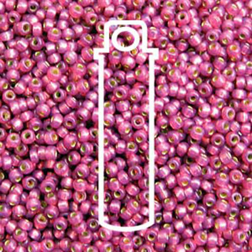 Miyuki 15/0 Rocaille Bead - 15-94247 - Duracoat Silver Lined Dyed Peony Pink - 8.2gm Tube