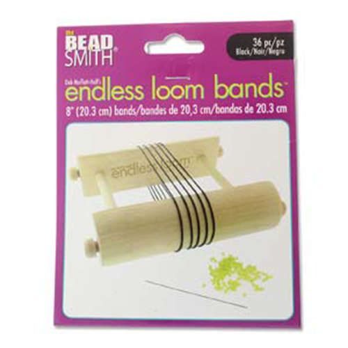 Endless Loom Bands 8 Inch Black Bag Of 36 - ENDB-8-BK-36