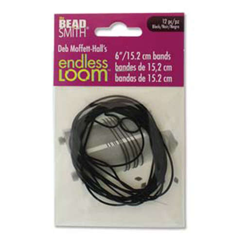 Endless Loom Bands 6 Inch Black Bag Of 12 - ENDB-6-BK-12