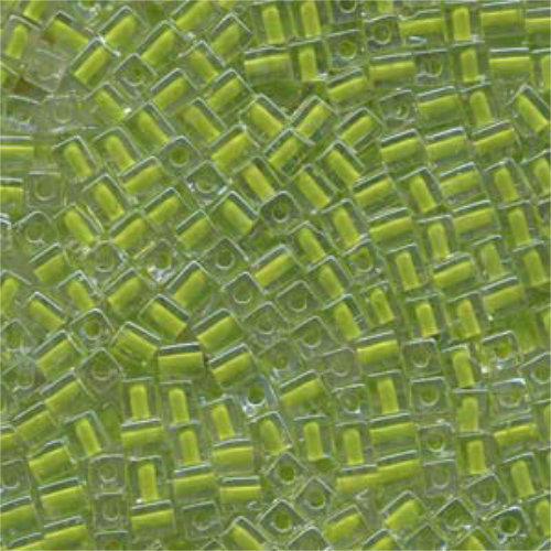 Miyuki 4mm (SB4) Square Bead - SB4-245 - Chartreuse Lined Crystal - 250gm Bag
