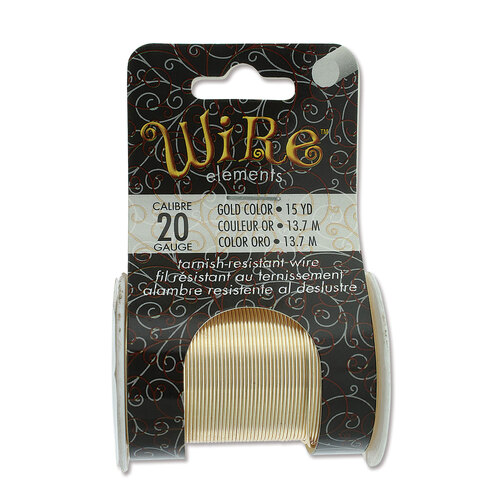 Tarnish Resistant Medium Temper Gold 20 Gauge Round Wire - 15yd / 13m Roll - NTW20G