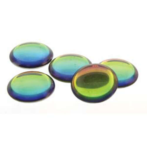 #E84     9MM ROUND GLASS CZECH GREEN IRIS   CABOCHONS 12PC 
