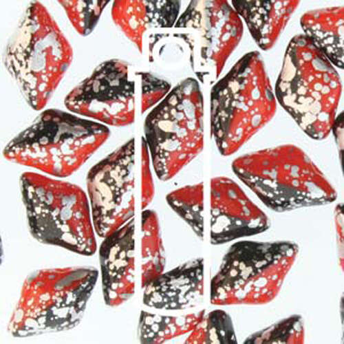Gem Duo 8mm x 5mm - GD8593298-15481 - Duet Red Black Silver Splash - 8gm Tube