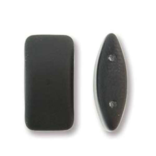 Two Hole Glass Carrier Bead 17mm x 9mm - 15 Bead Strand - Jet Matte - CRB91723980-84110