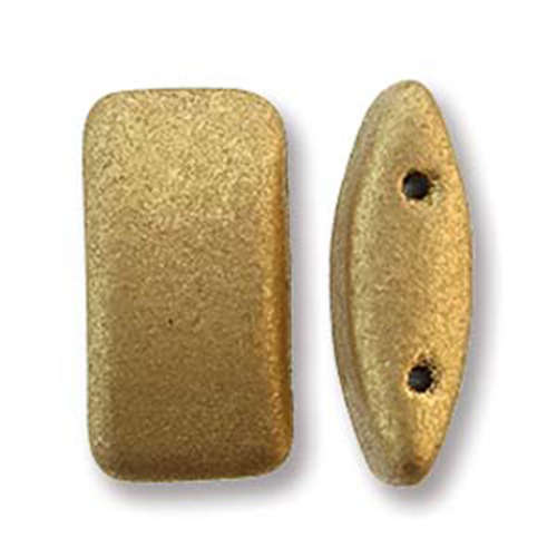 Two Hole Glass Carrier Bead 17mm x 9mm - 15 Bead Strand - Pale Gold - CRB91700030-01710