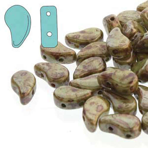 Paisley Duo 8mm x 5mm - Chalk Lazure Green - PD8503000-65455 - 100gm Bag