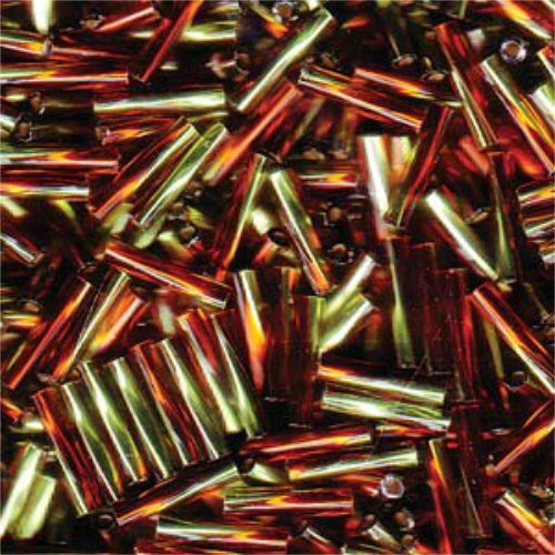 Miyuki 12mm Twisted Bugle Bead - TW2712-3937 - Silver Lined Bright Green / Dark Topaz - 250gm Bag