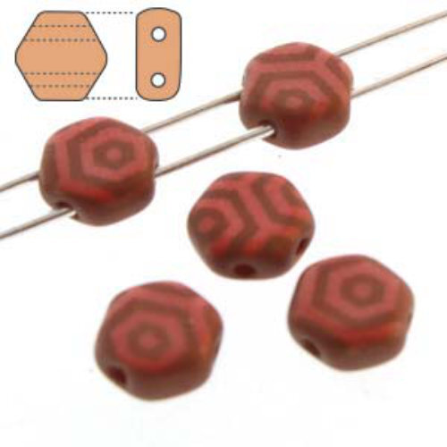 Honeycomb 6mm - HC0693190-84415WB - Matte Opaque Red Bronze Laser Web - 30 Bead Strand