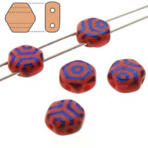 Honeycomb 6mm - HC0693190-22203WB - Opaque Red Azuro Laser Web - 30 Bead Strand