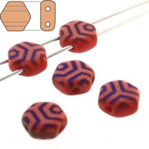 Honeycomb 6mm - HC0693190-22273WB - Matte Opaque Red Azuro Laser Web - 30 Bead Strand