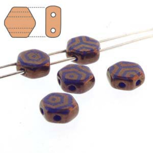 Honeycomb 6mm - HC0633050-14415WB - Opaque Royal Blue Bronze Laser Web - 30 Bead Strand