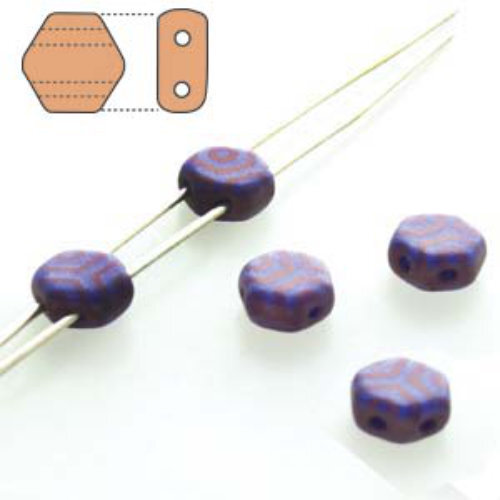 Honeycomb 6mm - HC0633050-84415WB - Matte Opaque Royal Blue Bronze Laser Web - 30 Bead Strand