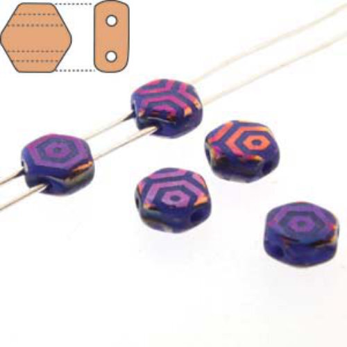 Honeycomb 6mm - HC0633050-29503WB - Opaque Royal Blue Sliperit Laser Web - 30 Bead Strand