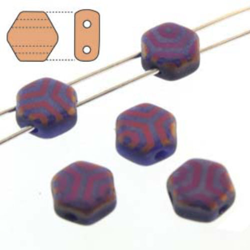 Honeycomb 6mm - HC0633050-29573WB - Matte Opaque Royal Blue Sliperit Laser Web - 30 Bead Strand