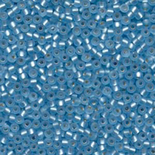 Miyuki 8/0 Rocaille Bead - 8-918F - Matte Silver Lined Aqua - 250gm Bag