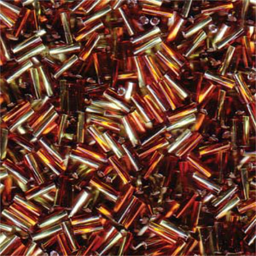 Miyuki 6mm x 2mm Twisted Bugle Bead - TW206-3937 - Silver Lined Bright Green / Dark Topaz - 250gm Bag