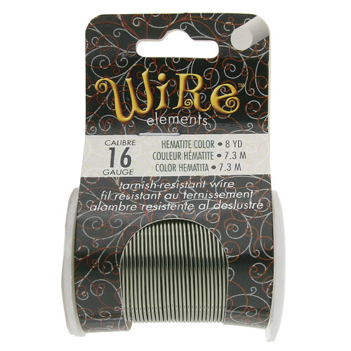 Tarnish Resistant Medium Temper Hematite 16 Gauge Round Wire - 8yd / 7.3mm Roll - NTW16HE