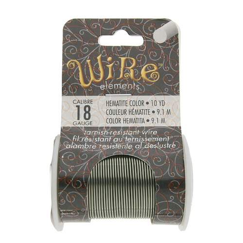 Tarnish Resistant Medium Temper Hematite 18 Gauge Round Wire - 10yd / 9m Roll - NTW18HE