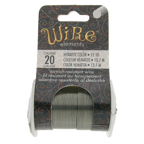 Tarnish Resistant Medium Temper Hematite 20 Gauge Round Wire - 15yd / 13m Roll - NTW20HE