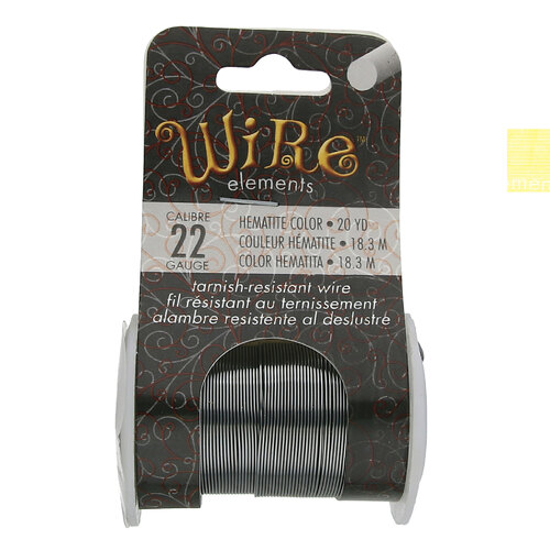 Tarnish Resistant Medium Temper Hematite 22 Gauge Round Wire - 20yd / 18m Roll - NTW22HE