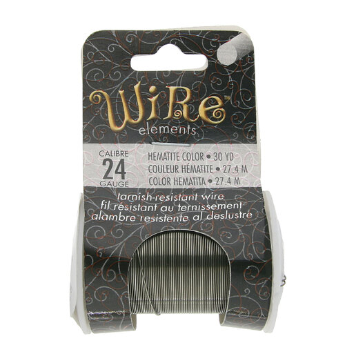 Tarnish Resistant Medium Temper Hematite 24 Gauge Round Wire - 30yd / 27m Roll - NTW24HE