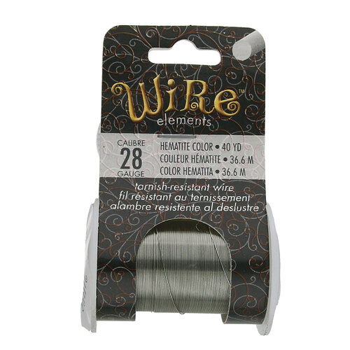 Tarnish Resistant Medium Temper Hematite 28 Gauge Round Wire - 40yd / 36m Spool - NTW28HE
