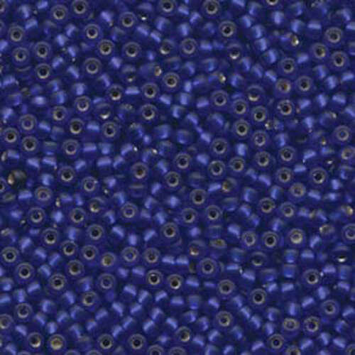 Miyuki 8/0 Rocaille Bead - 8-920F - Matte Silver Lined Cobalt - 250gm Bag