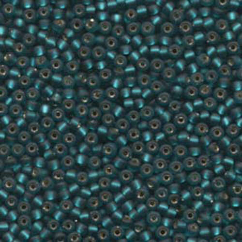Miyuki 8/0 Rocaille Bead - 8-92425F - Matte Silver Lined Transparent Teal - 250gm Bag