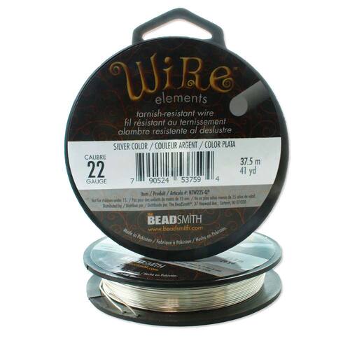 Tarnish Resistant Medium Temper Silver 22 Gauge Round Wire - 41yd / 37m -  1/4lb Roll - NTW22S-QP