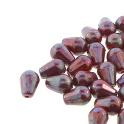 8mm x 6mm Cut Fire Polish Drop Bead - Red Nebula 93190-15001 - 20 Bead Strand